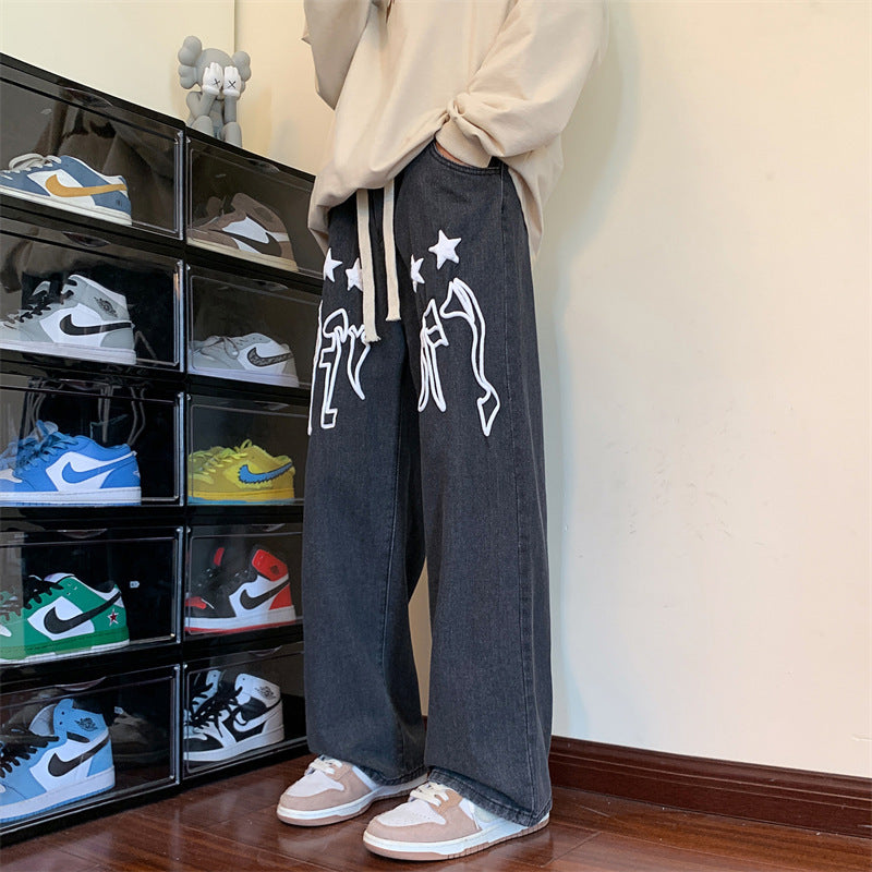 アメリカンハイストリートスタイル トレンドブランド INS大人气 ルーズフィットデザイン ジーンズ