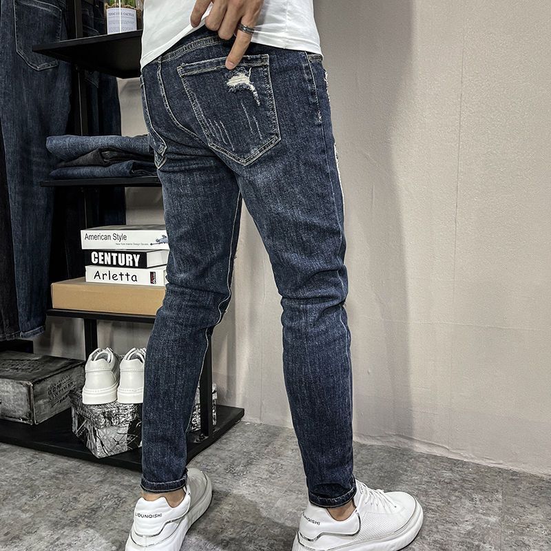 小衆の設計 に刺繍 カジュアル ダメージデニムパンツ