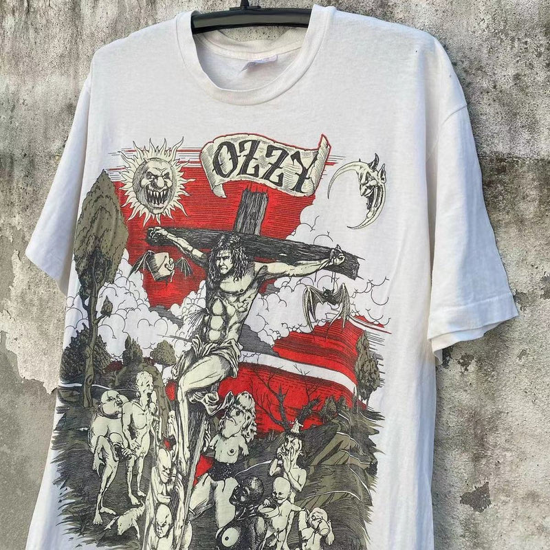 ハイストリートスタイル グロテスクプリント模様 半袖シャツ