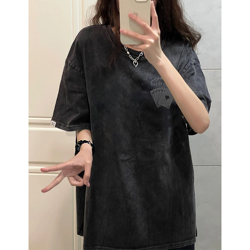 ハイストリートスタイル トランププリント 半袖シャツ