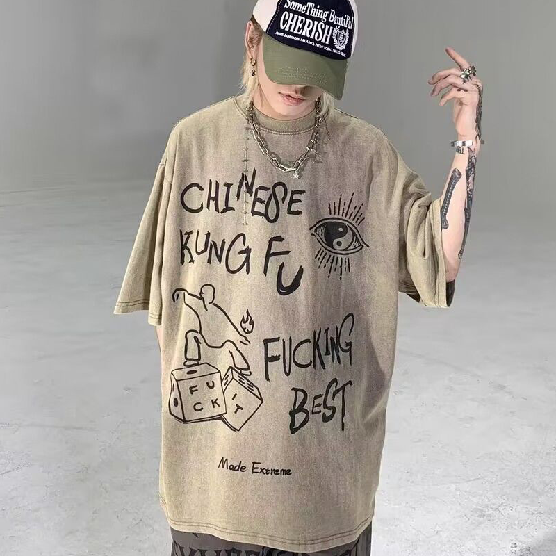 人気爆発 ユニークなデザイン 面白い落書き 半袖シャツ