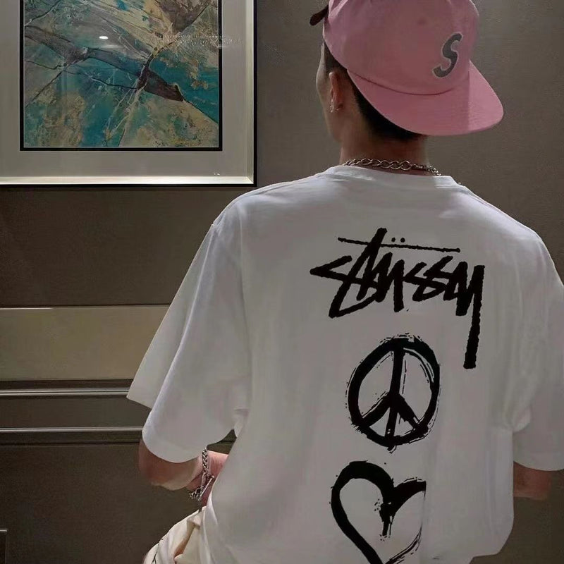 ユニークなデザイン 落書き風 スティックフィギュア カジュアル 半袖シャツ