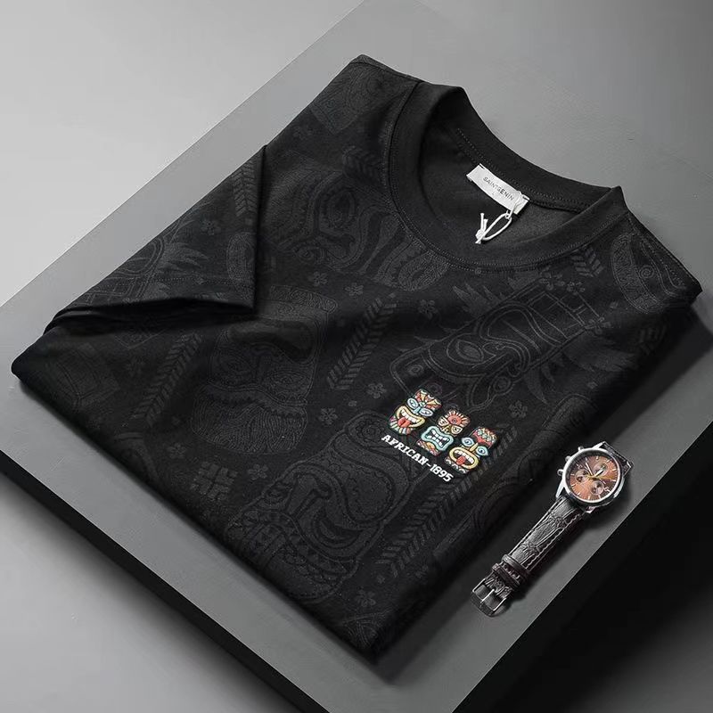 韓国ファッション トーテム刺繍 カジュアル 半袖シャツ