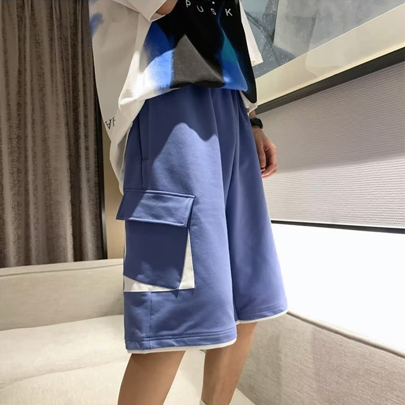 韓国ファッション コントラストカラー カジュアル ショットパンツ
