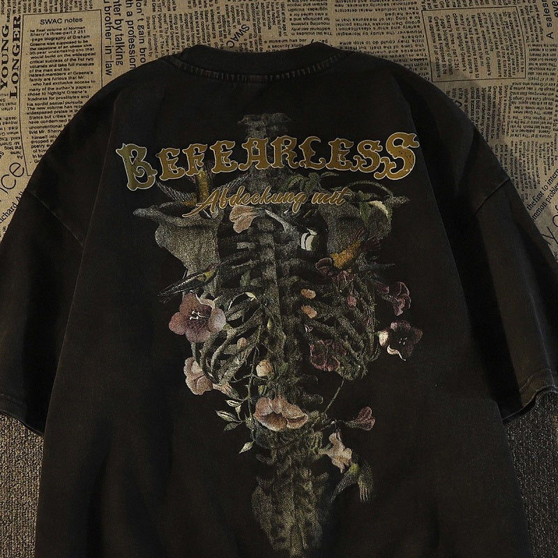 ヴィンテージスタイルどくろ半袖シャツ