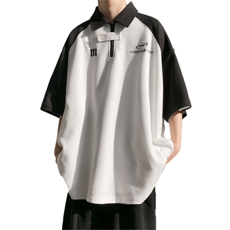 シンプルファッションワッフル半袖シャツ