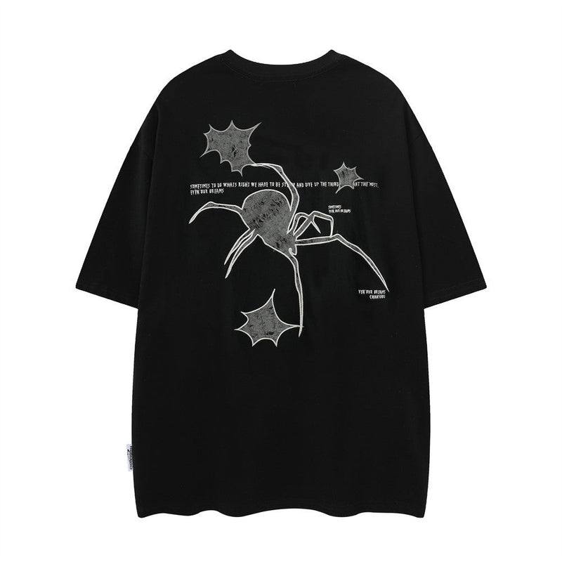 ユニークなデザイン 蜘蛛と巣 カジュアル 半袖シャツ