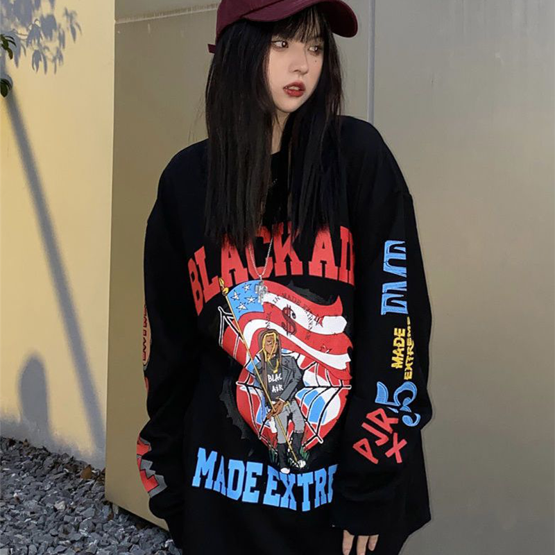 純粋な綿素材  ヒップホップ風 アメリカンスタイル 长袖Tシャツ