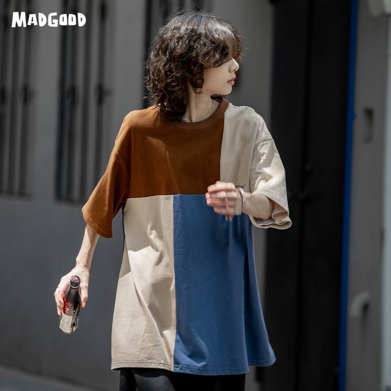 スプライシング風さわやか半袖シャツ