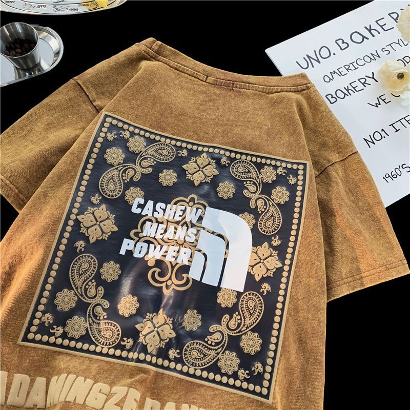 アメリカンスタイル レトロ カシューナッツの花 カジュアル 半袖シャツ