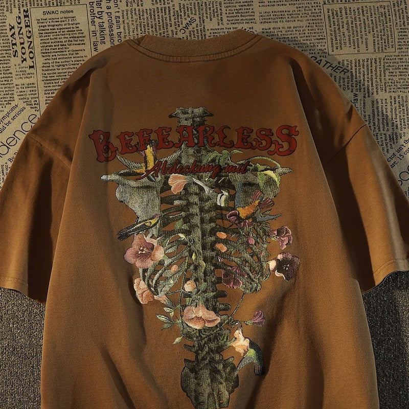 ヴィンテージスタイルどくろ半袖シャツ