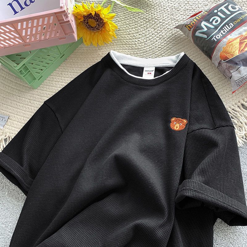 INS大人气  カジュアル  ワッフル  半袖シャツ