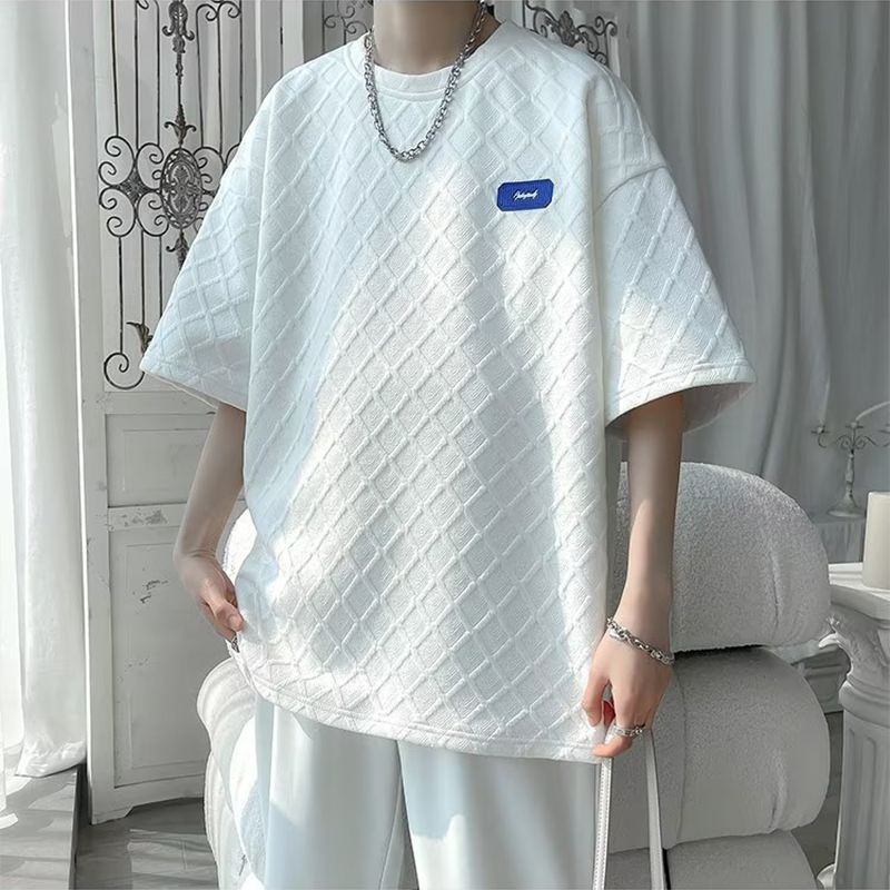 チェック柄 カジュアル ワッフル 半袖シャツ