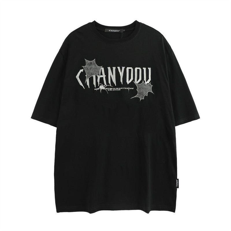 ユニークなデザイン 蜘蛛と巣 カジュアル 半袖シャツ