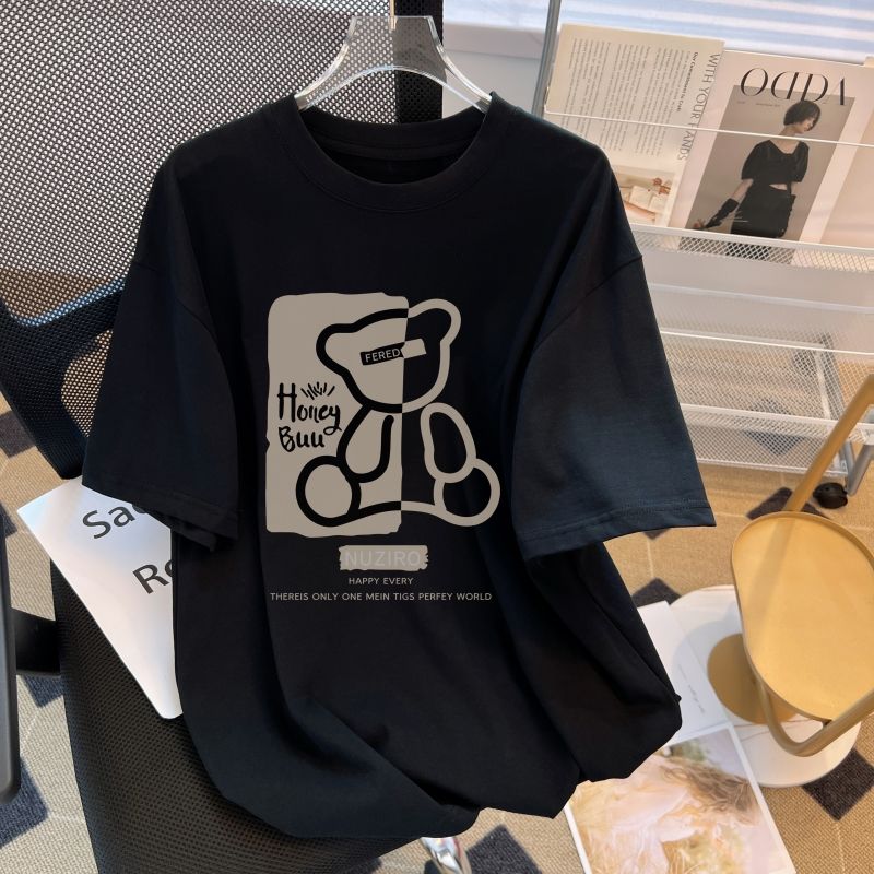 純粋な綿素材 韓国ファッション カジュアル クマちゃん 半袖シャツ