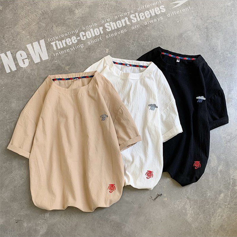 INS  リネン  天気アイコン 半袖シャツ