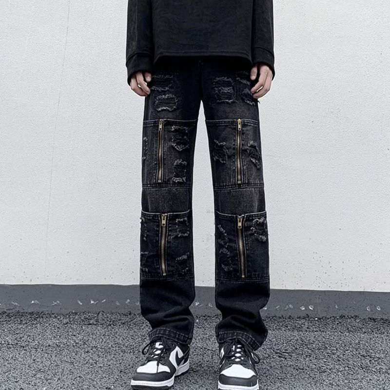 ハイストリートスタイル ユニークなデザイン 超カッコイイ ジーンズ
