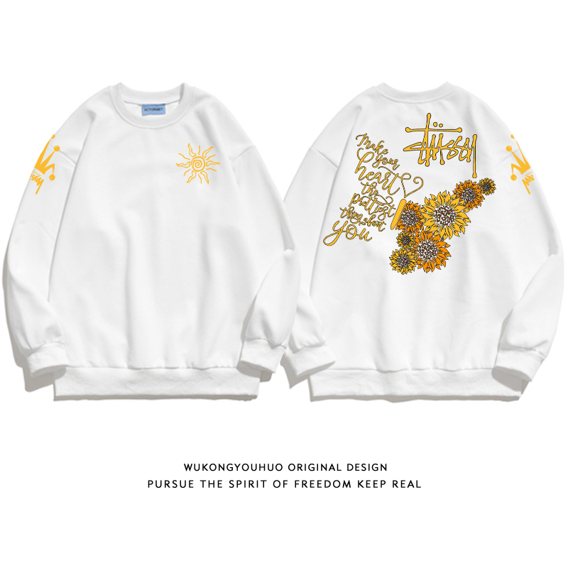 『ひまわりと蝶』アメリカンカジュアルトレーナー