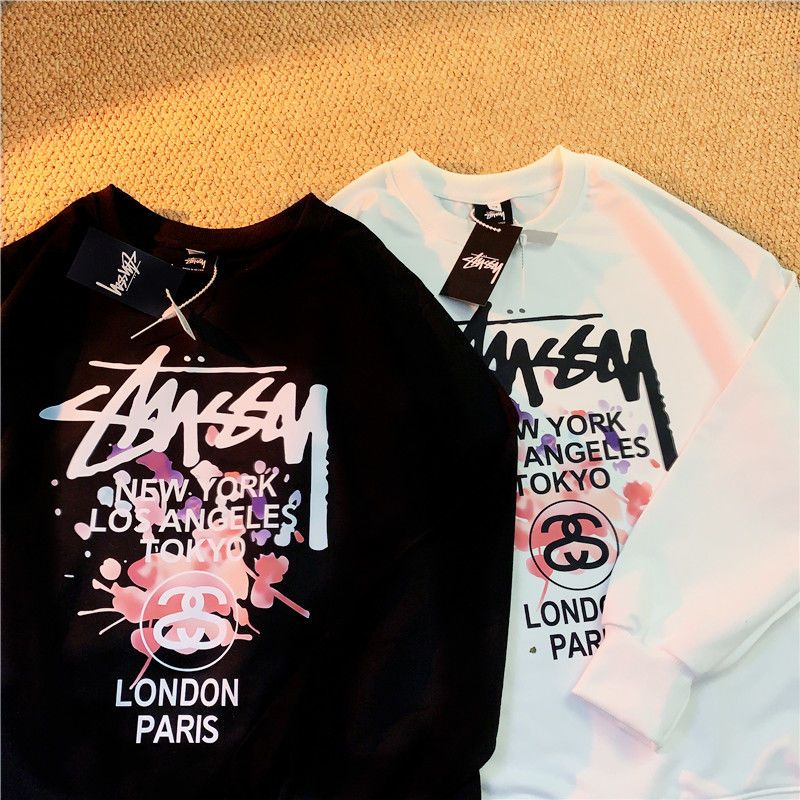 絞り染め風 インクスタイル トレンドブランド カジュアル 长袖Tシャツ