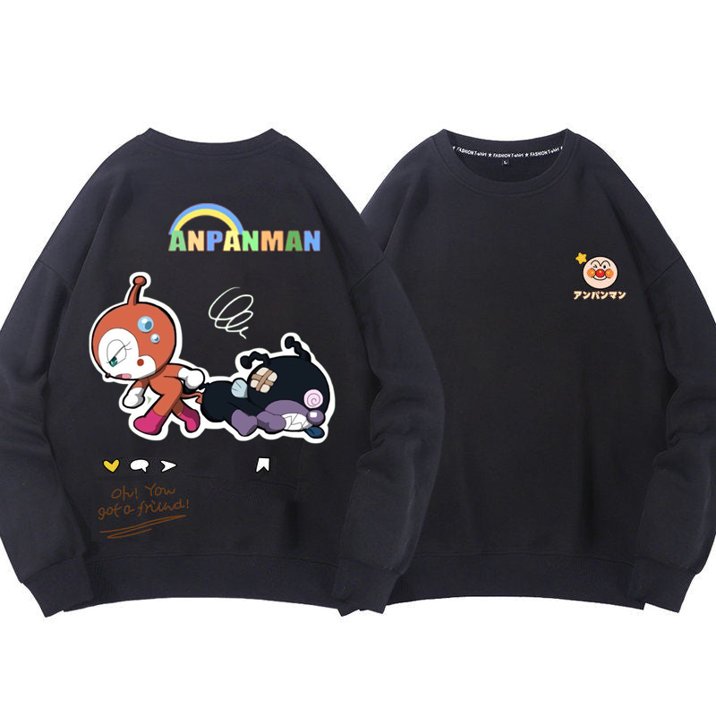 カレッジスタイルカートゥーンカップルパーカー