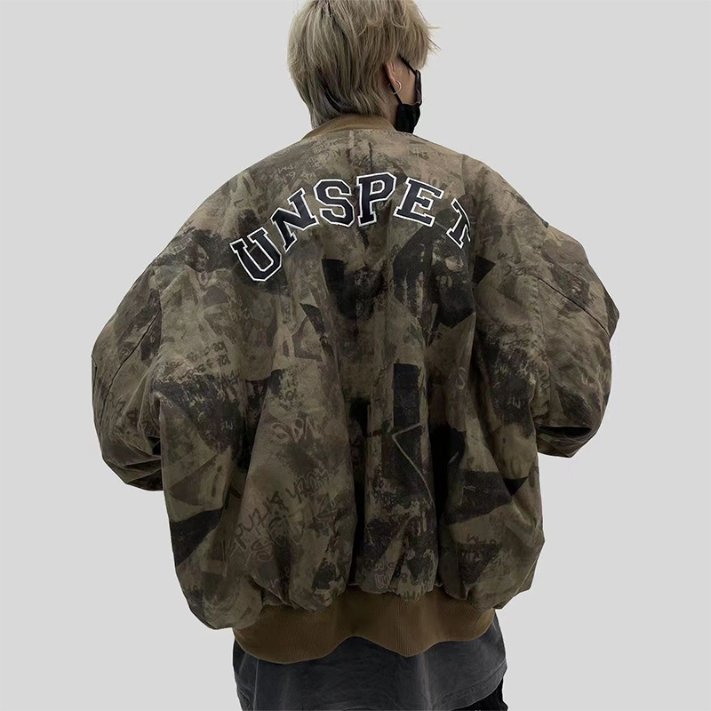 アメリカンレトロなハイストリート風迷彩野球コート