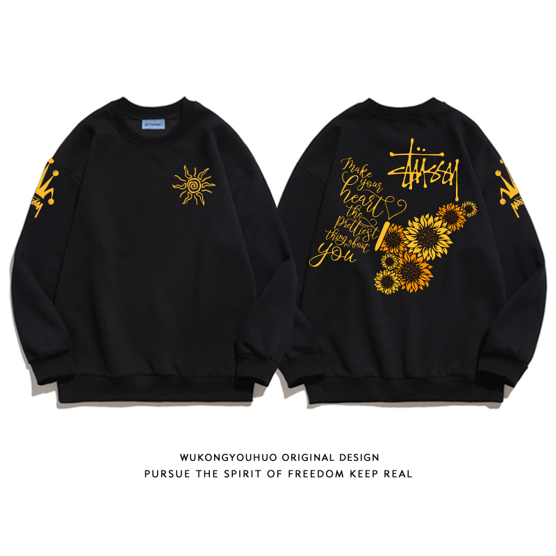 『ひまわりと蝶』アメリカンカジュアルトレーナー