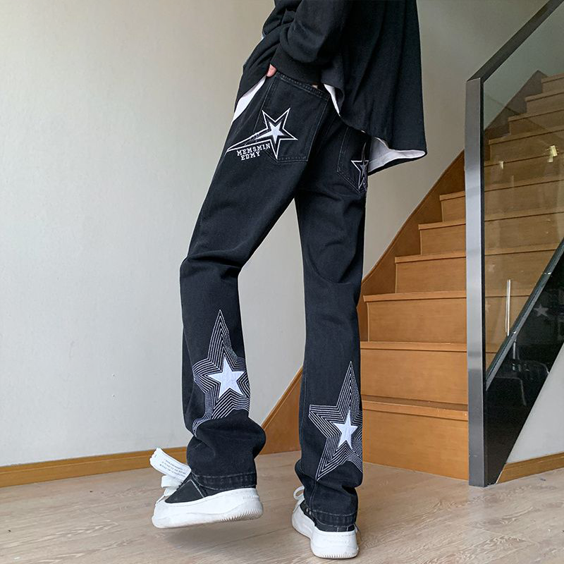 超カッコイイ 大きな星 ハイストリートスタイル ジーンズ