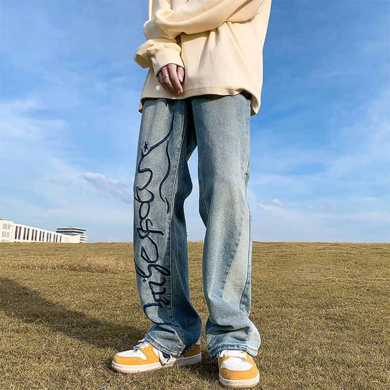 アメリカンスタイル 西海岸スタイル カジュアル に刺繍 ジーンズ