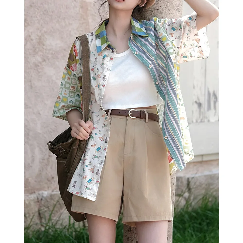 INS大人气 韓国ファッション カジュアル 可愛い  半袖シャツ