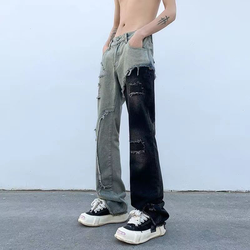 小衆の設計 スプライシング風  超カッコイイ ジーンズ