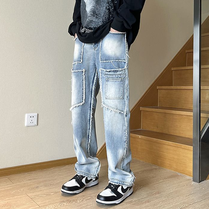 韓国ファッション グラデーション ハイストリートスタイル ジーンズ