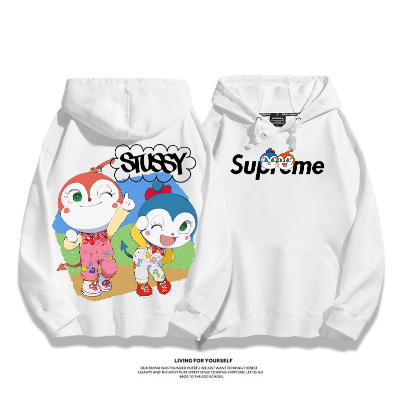 かわいいアニメのキャラクター プリント柄フード付きパーカー