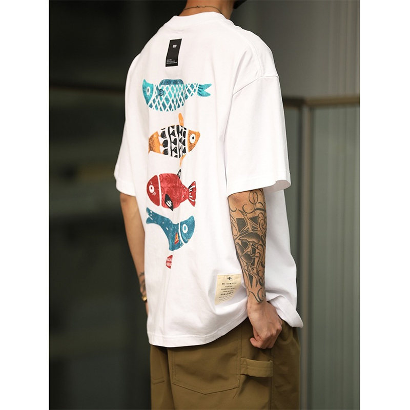 純粋な綿素材 おもしろプリント カジュアル 半袖シャツ