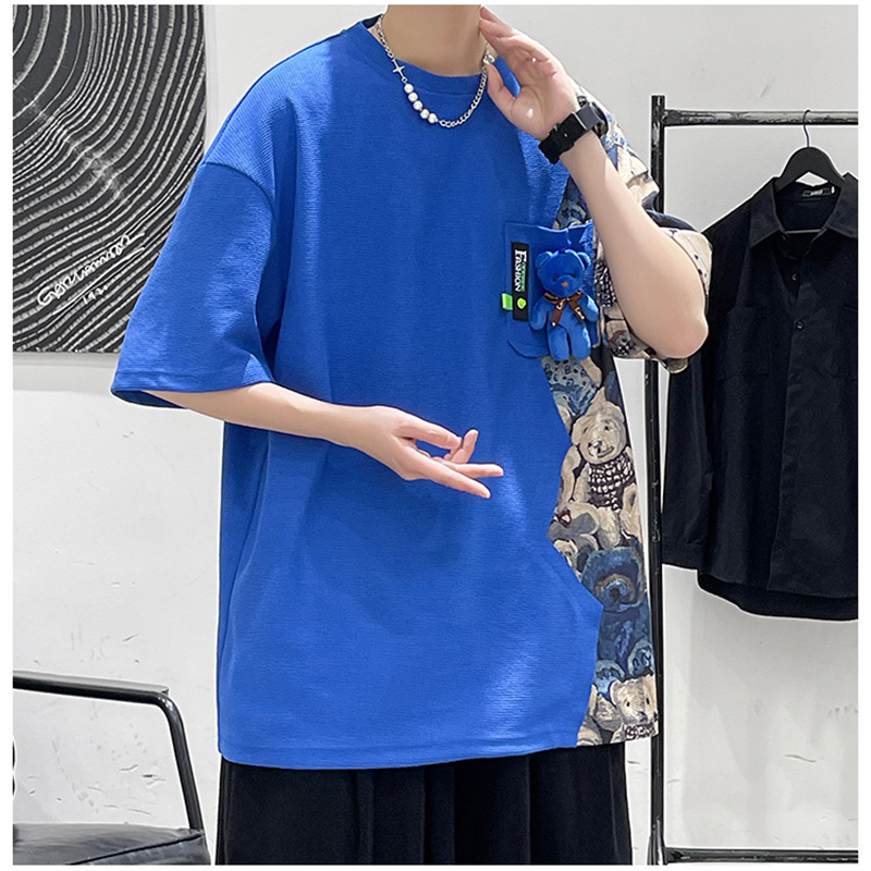 韓国ファッション ユニークなデザイン かわいいクマ ワッフル 半袖シャツ