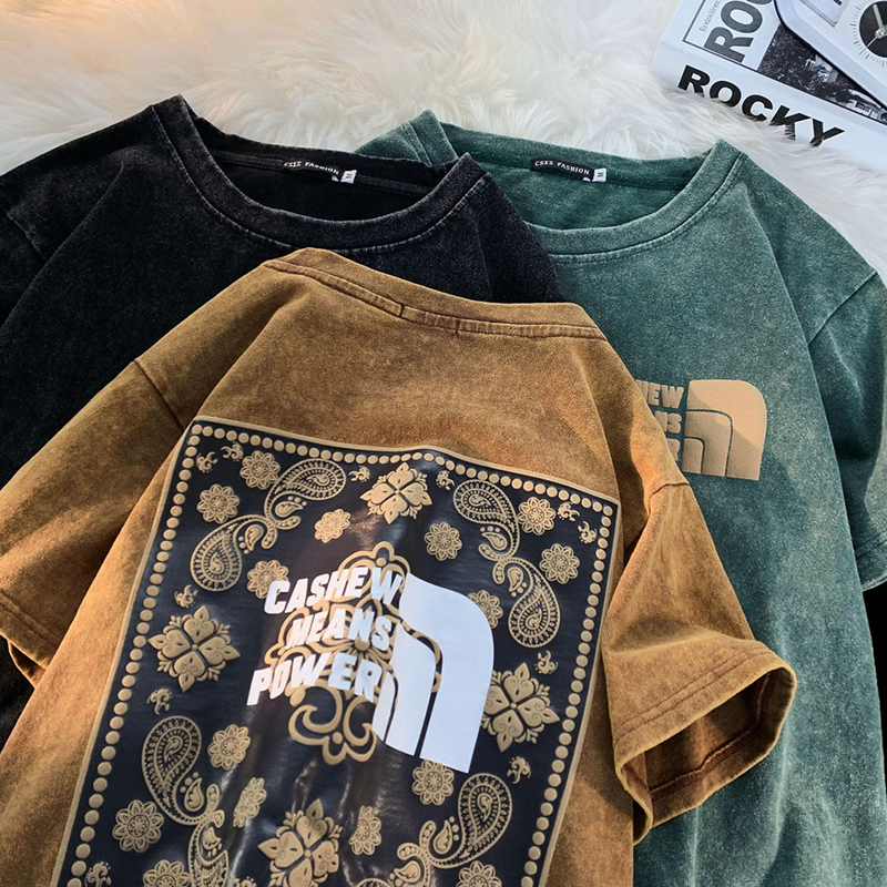 アメリカンスタイル レトロ カシューナッツの花 カジュアル 半袖シャツ