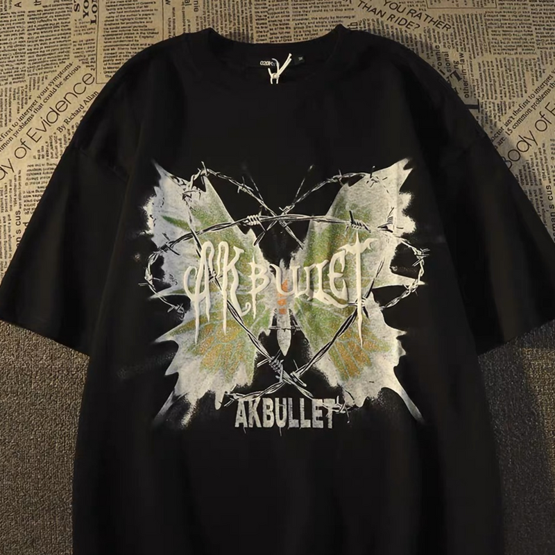 アメリカンスタイル 超カッコイイ 蝶 カジュアル 半袖シャツ