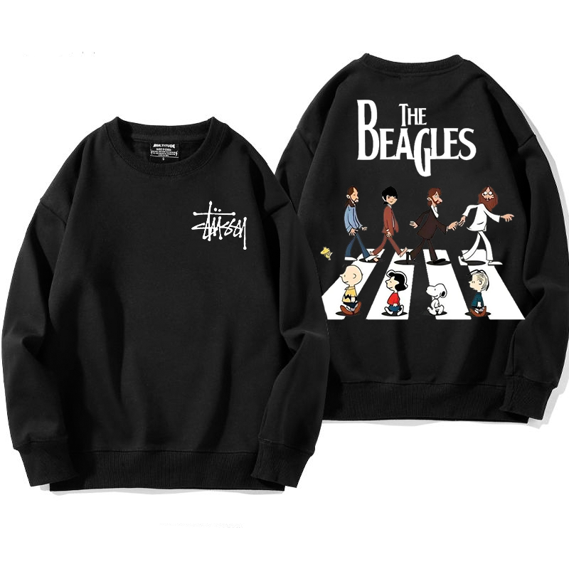 超カッコイイカートゥーンプリント柄カジュアルフードなしパーカー