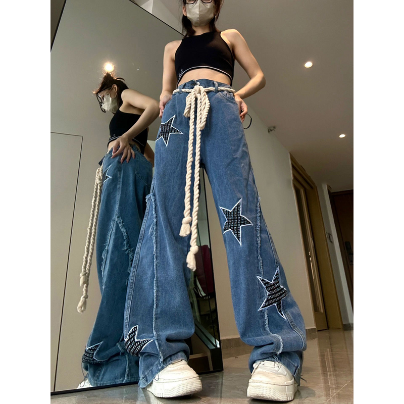 アメリカンスタイル ストリートスタイル ヒップホップ風 五芒星 ジーンズ