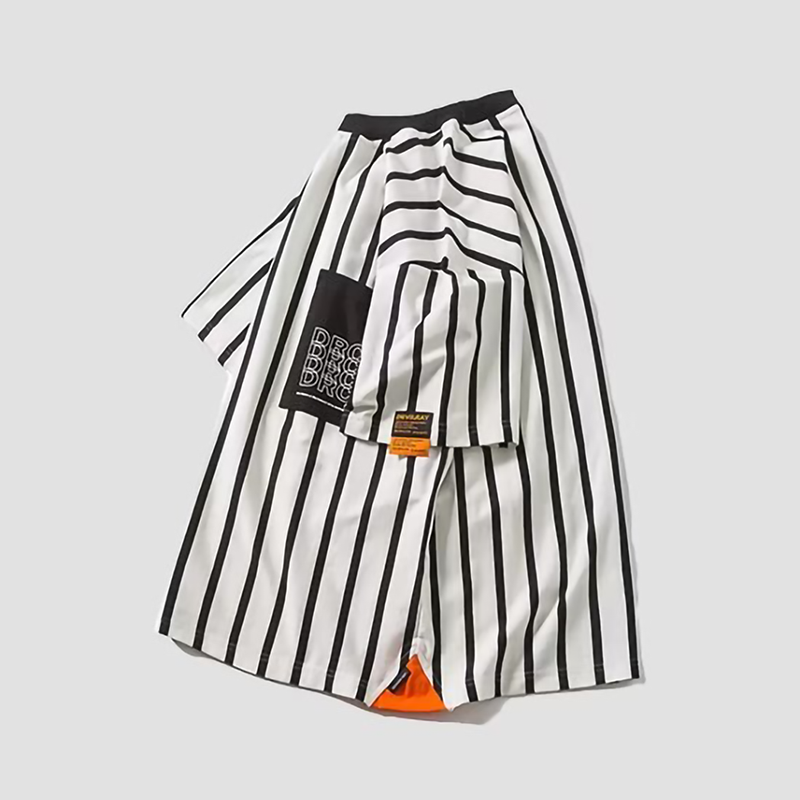 ボーダー柄 コントラストカラー カジュアル 半袖シャツ