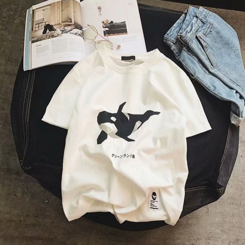 Greenland クジラ頭 韓国ファッション カジュアル 半袖シャツ