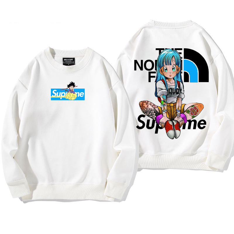 人気のデザイン 漫画のキャラクターの座り姿勢 プリント柄 フードなしパーカー