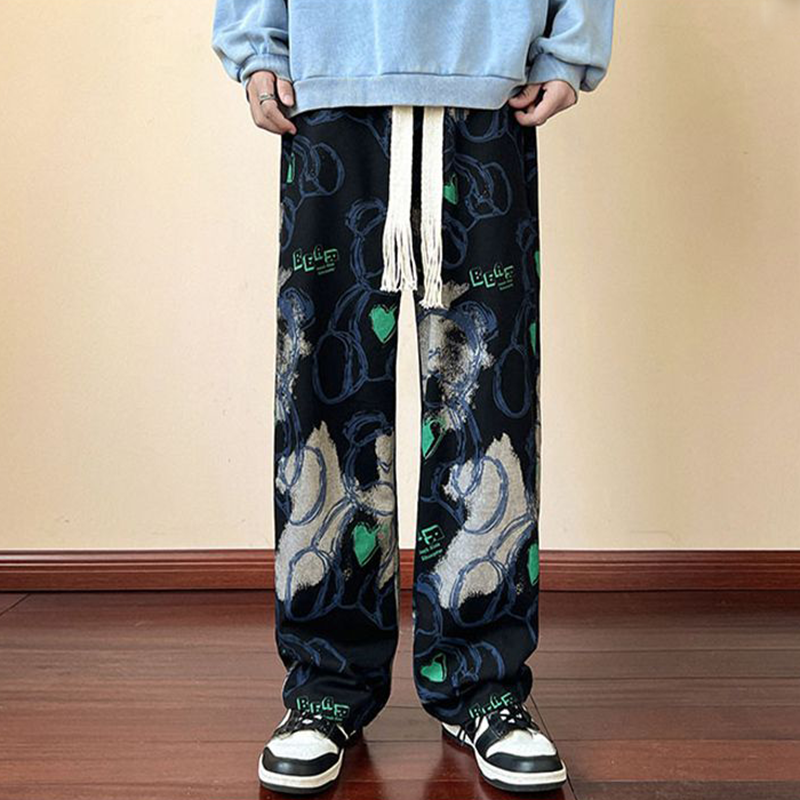 絞り染め風 かわいいラインのクマさん スラックス