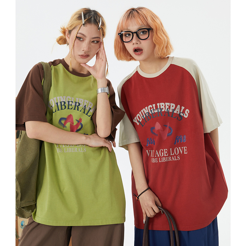 人気爆発 アメリカンスタイル コントラストカラー カジュアル 半袖シャツ