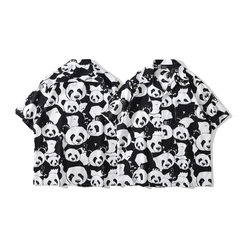超かわいい ジャイアントパンダ カジュアル 半袖シャツ