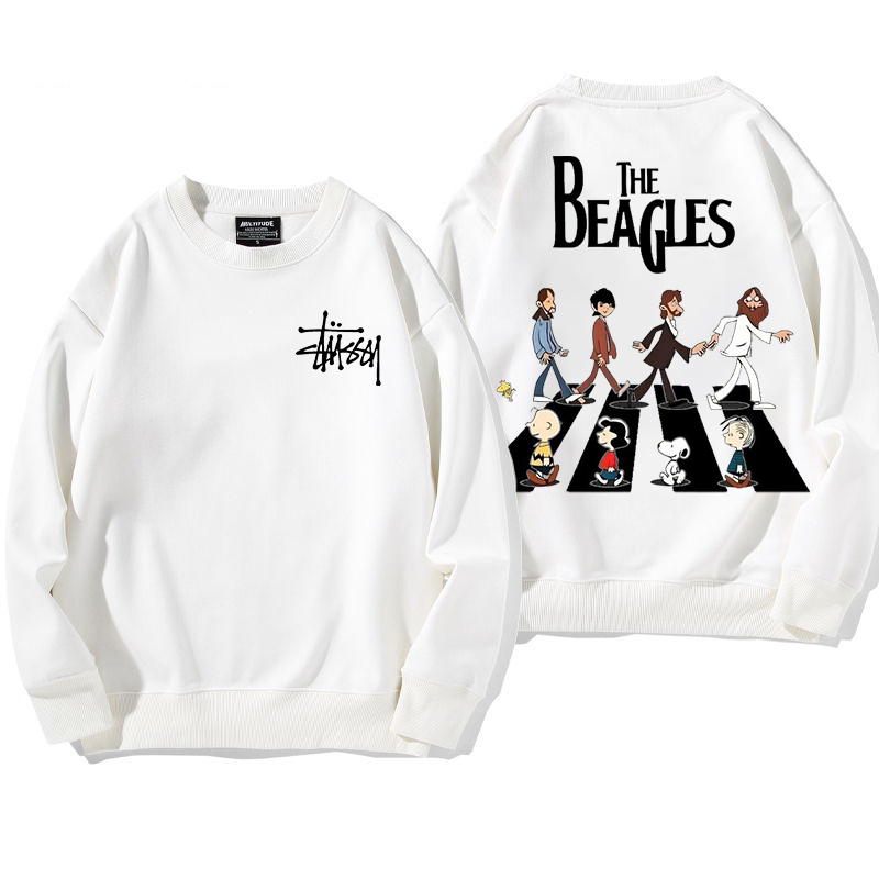 超カッコイイカートゥーンプリント柄カジュアルフードなしパーカー