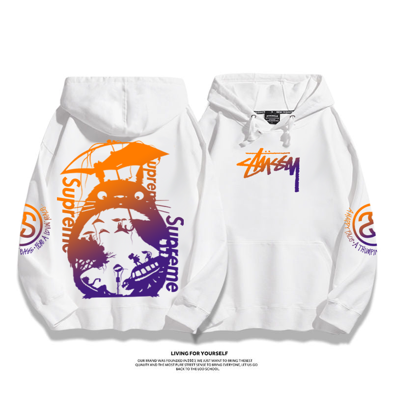 パーソナライズされたデザイン カラフル プリント柄フード付きパーカー