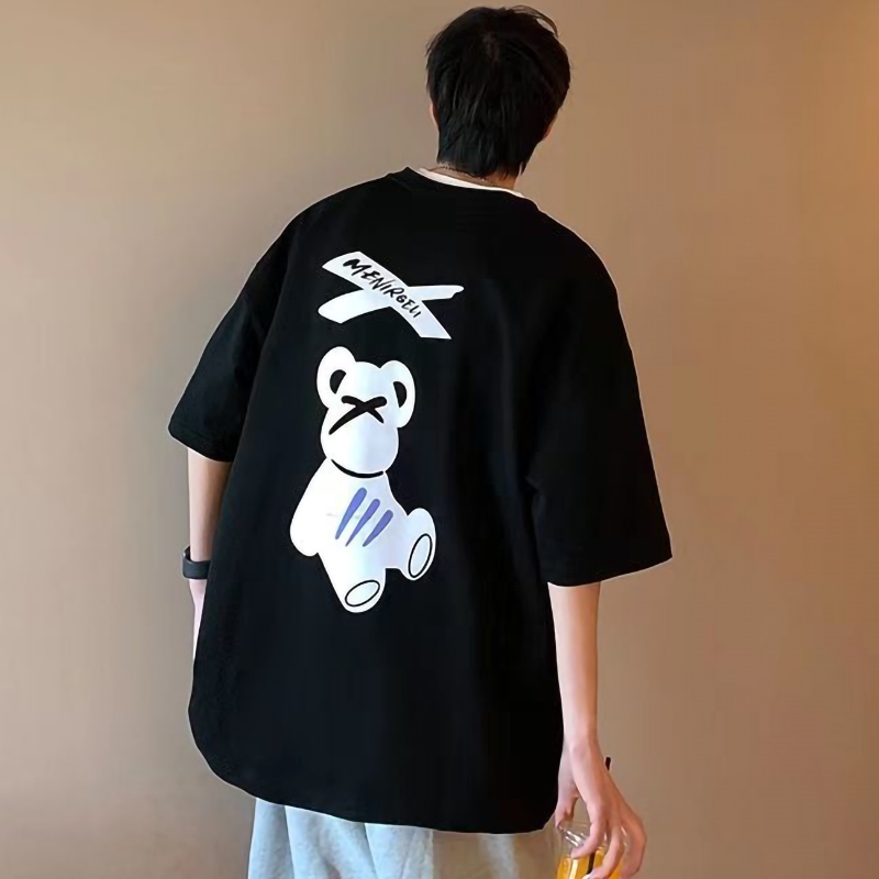 純綿 XX 小さなクマ ゆったり快適 カジュアル 半袖シャツ