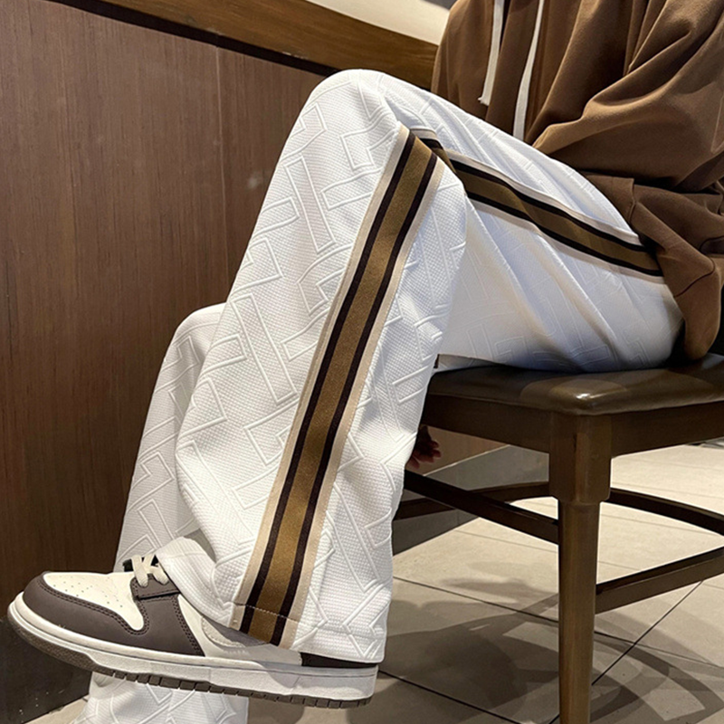 人気商品 立体的なストライププリント カジュアル スラックス