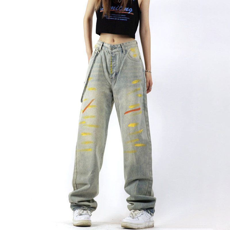 INS大人气 ユニークなデザイン 絞り染め風 カジュアル ジーンズ