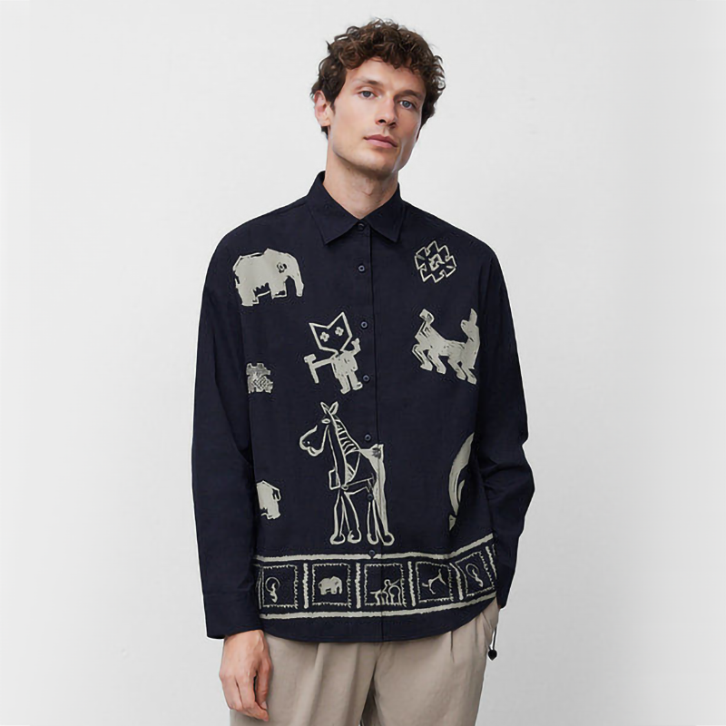 興味深いパターン カジュアル シャツ